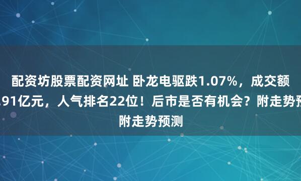 配资坊股票配资网址 卧龙电驱跌1.07%，成交额75.91亿元，人气排名22位！后市是否有机会？附走势预测